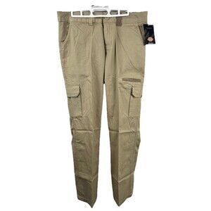 NWT Dickies Khaki Cargo Work Pants Women’s 8R Relaxed Fit 100% Cotton